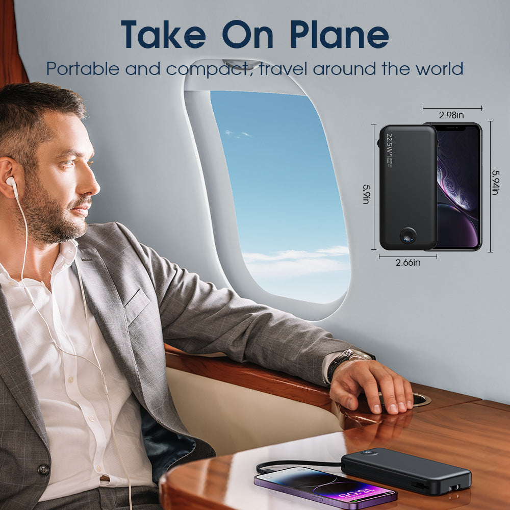 Power bank with integrated wall plug and fast charging Type-C function Kalsten