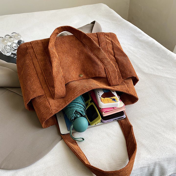 Textured Corduroy Tote Bag