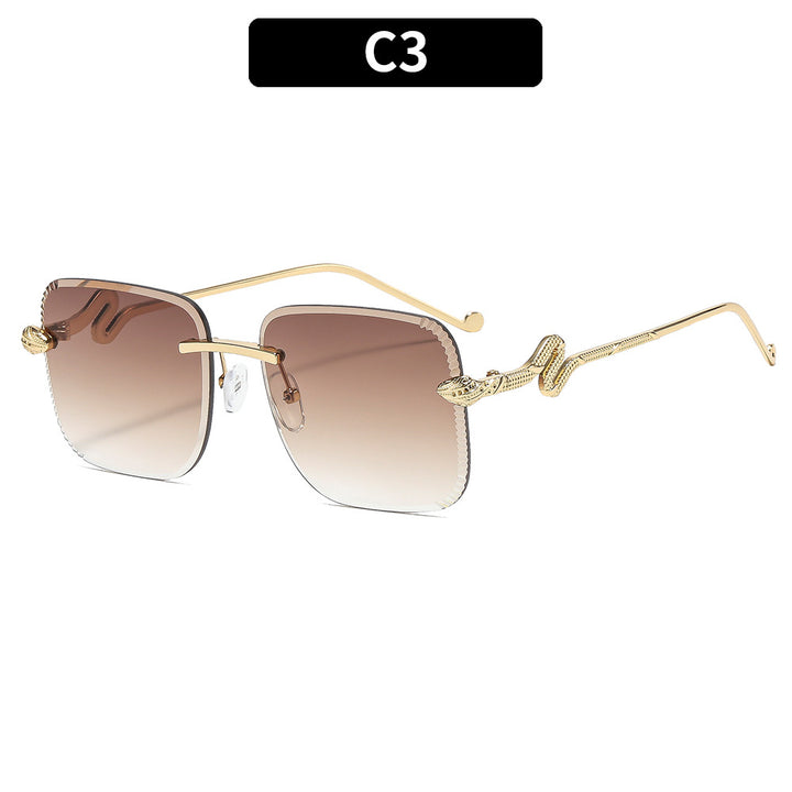 Fashionable Square Frame Sunglasses with Snake Accents