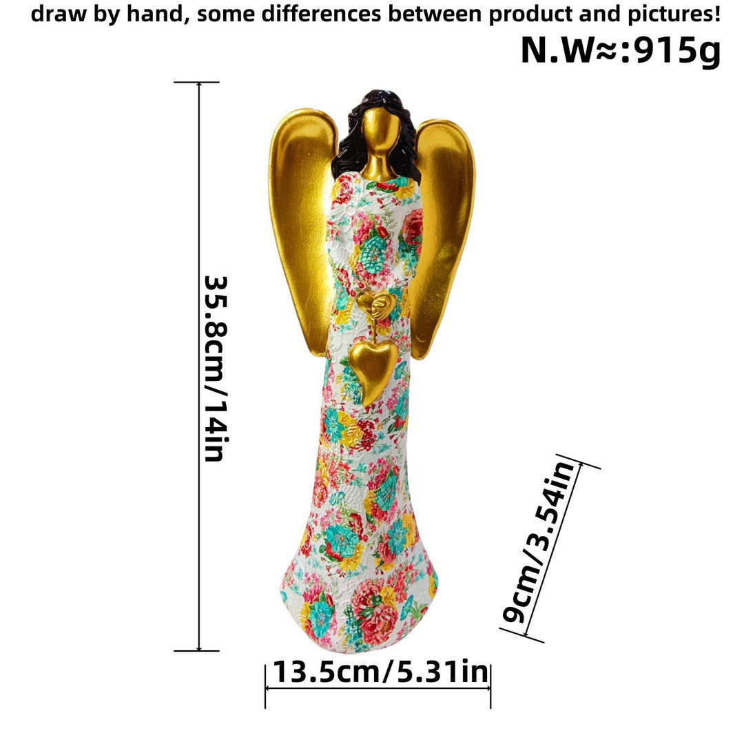 Engel Statue with Flower Pattern Kalsten