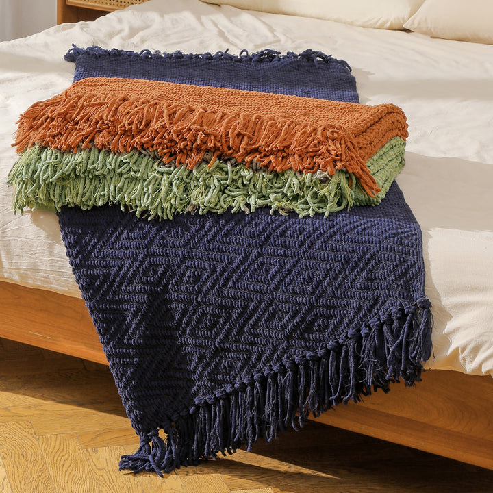 Handwoven Textured Throw Blanket Kalsten