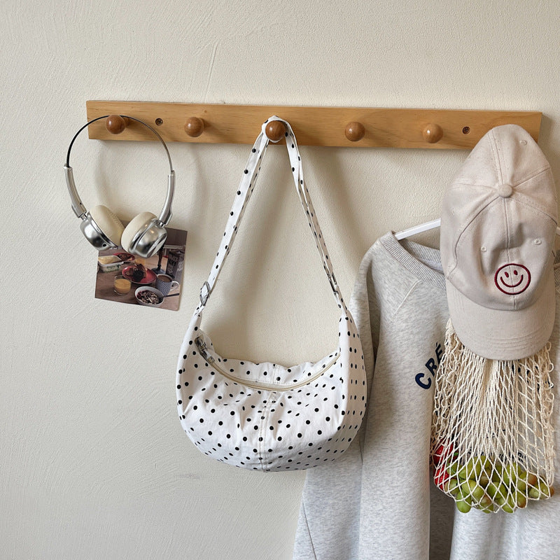 Polka Dot Print Slouchy Shoulder Bag