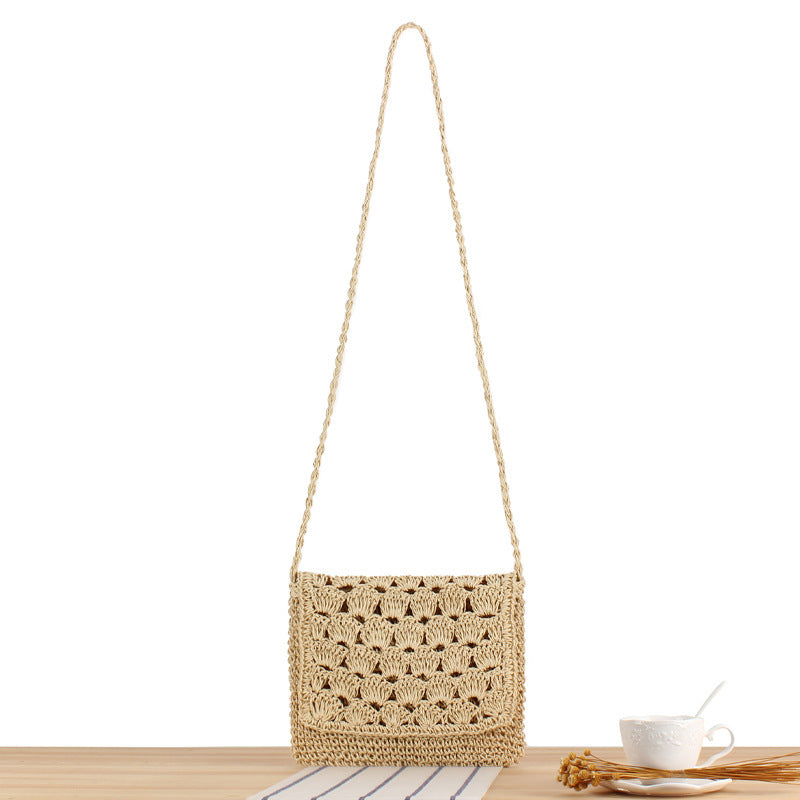 Hand-knotted shoulder bag in modern wicker pattern Kalsten