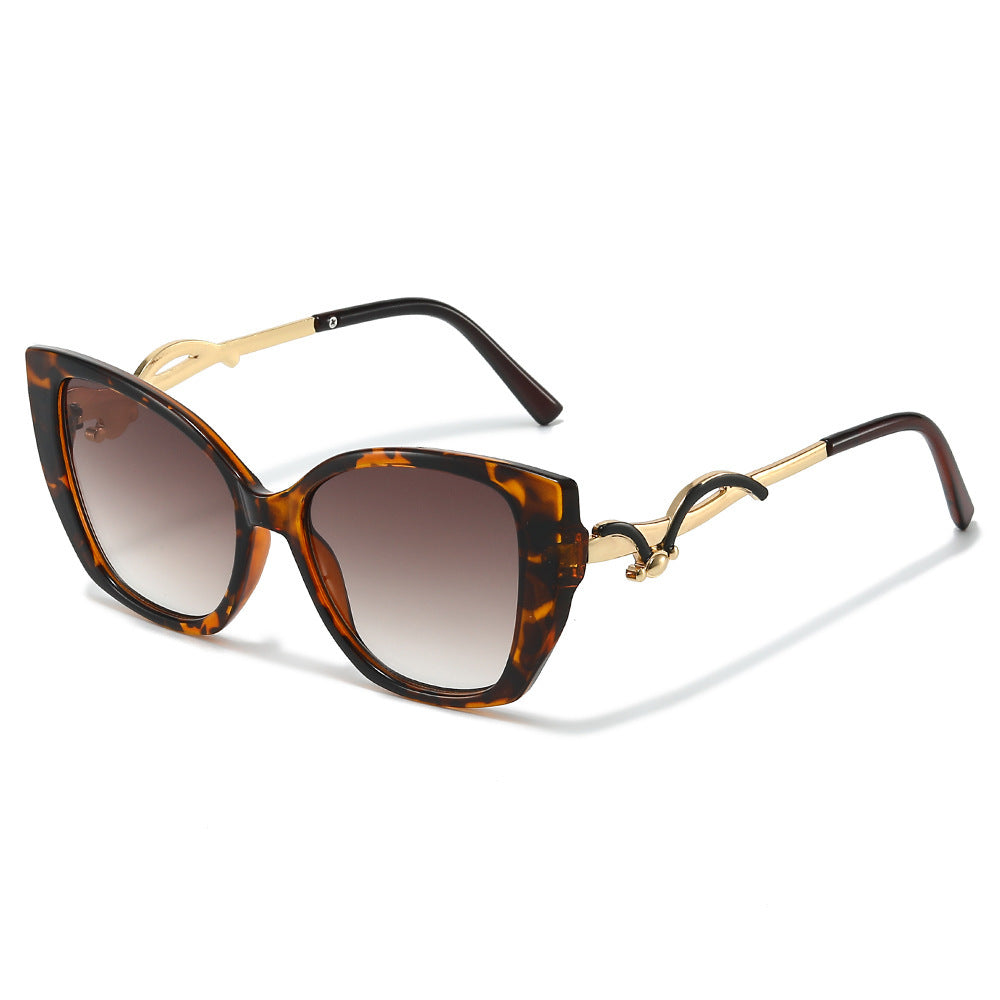 Oversized Geometric Cat-Eye Sunglasses with Gold Accents Kalsten