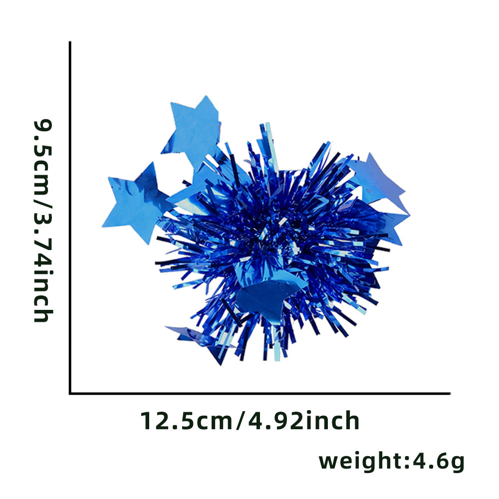 Unisex nan shiny metallic tinsel pompom with star pendants Kalsten