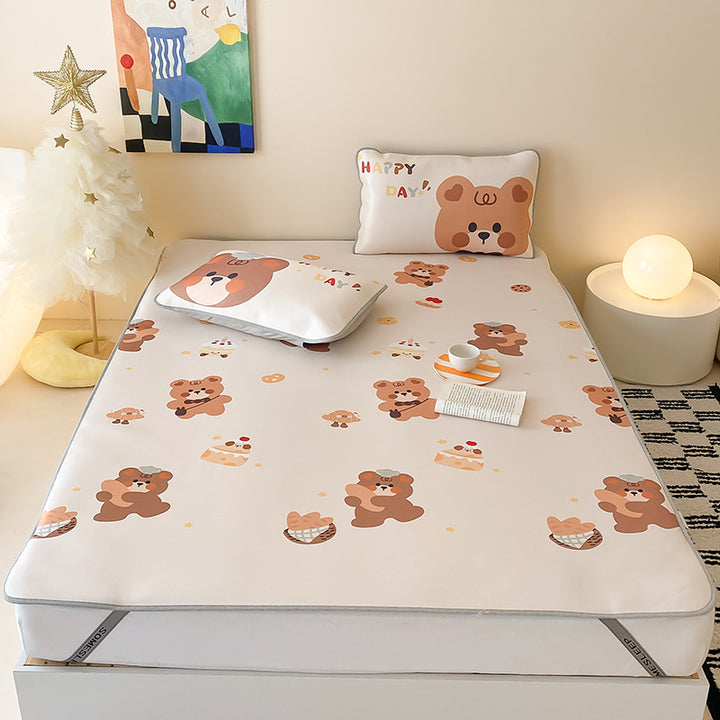 Kids Mattress Protector Topper with Non-Slip Bottom and Cute Bear Print