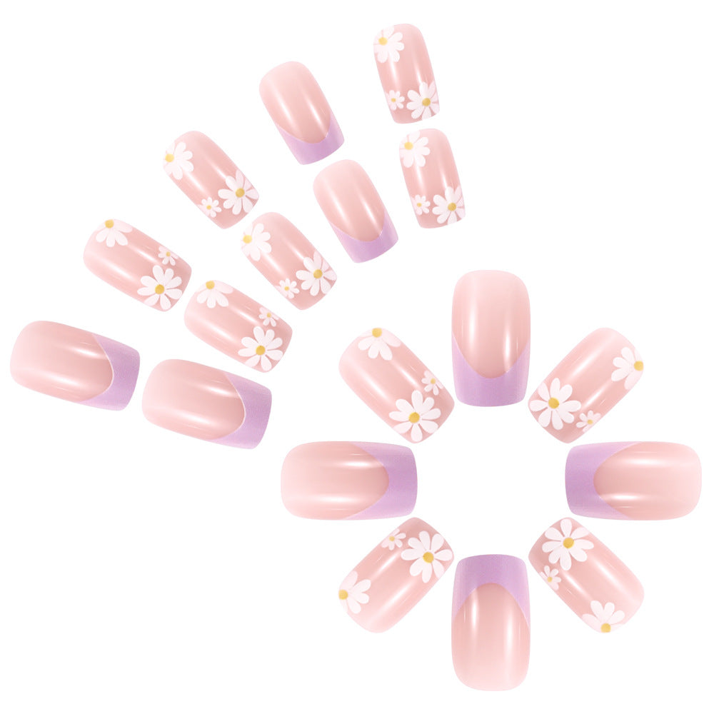 Floral French Tip Press-On Nails Kalsten
