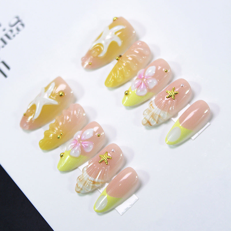 Artificial nail set with maritime shell and flower motifs Kalsten