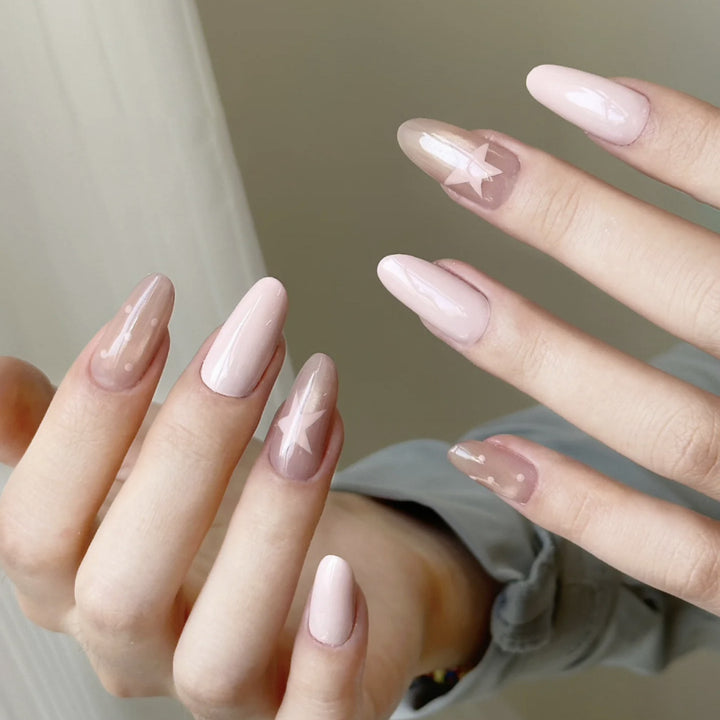Artistic Press-On Nail Set with Bow and Gemstone Detail Kalsten