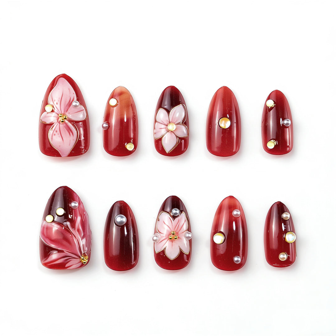 Elegant artificial nails with floral accents Kalsten