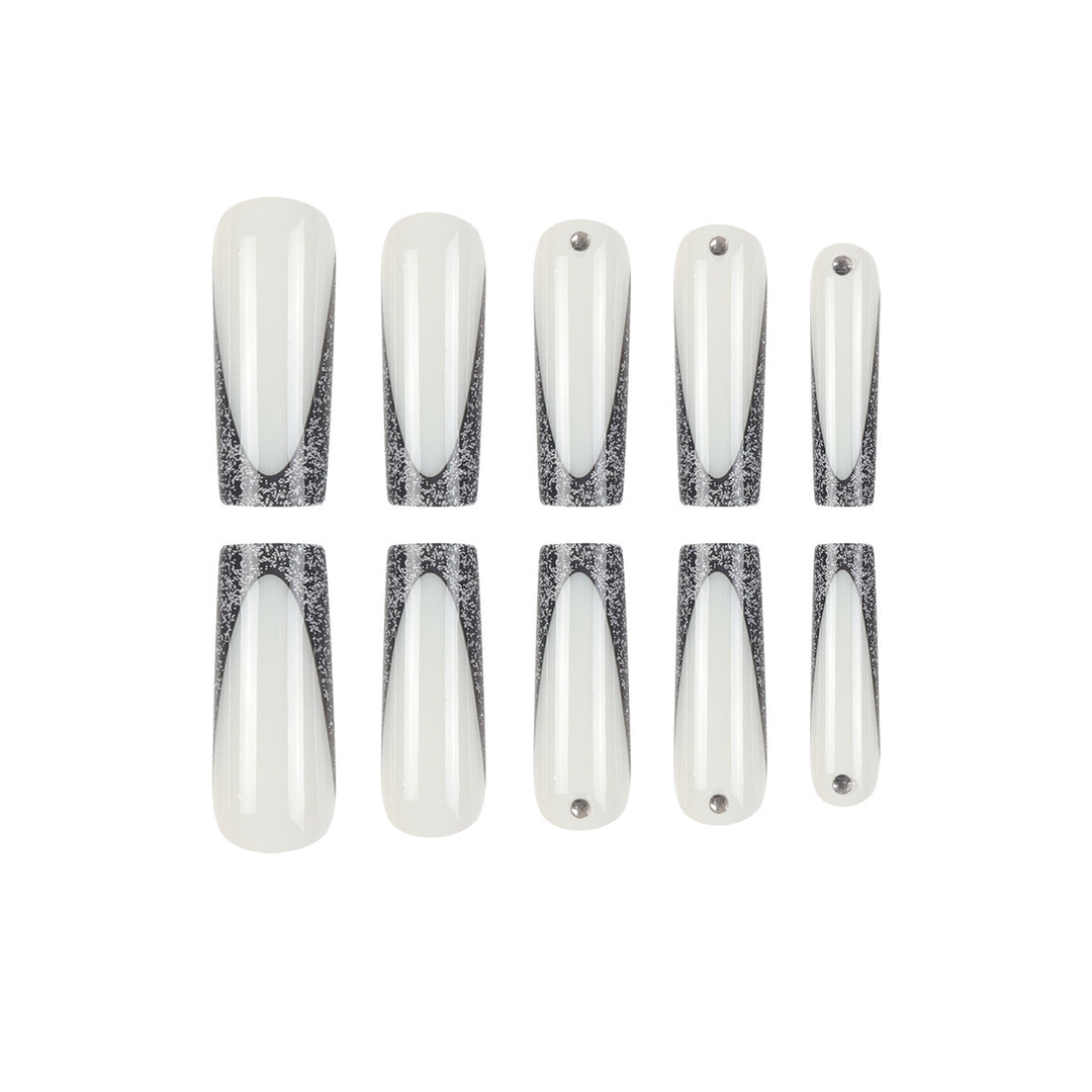 Elegant Stiletto Press-On Nails with Glittery Tips Kalsten
