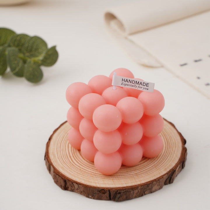 Handcrafted Sphere-Cluster Cube Soy Wax Candle Centerpiece