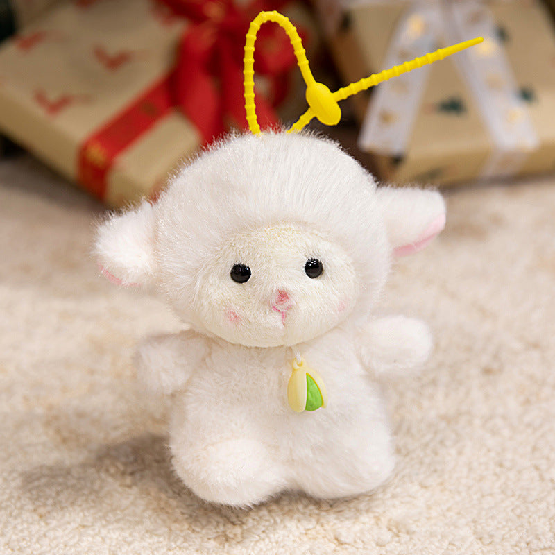Plush Dog Bag Charm Keychain with Soft Faux-Fur Body & Loop Strap Kalsten
