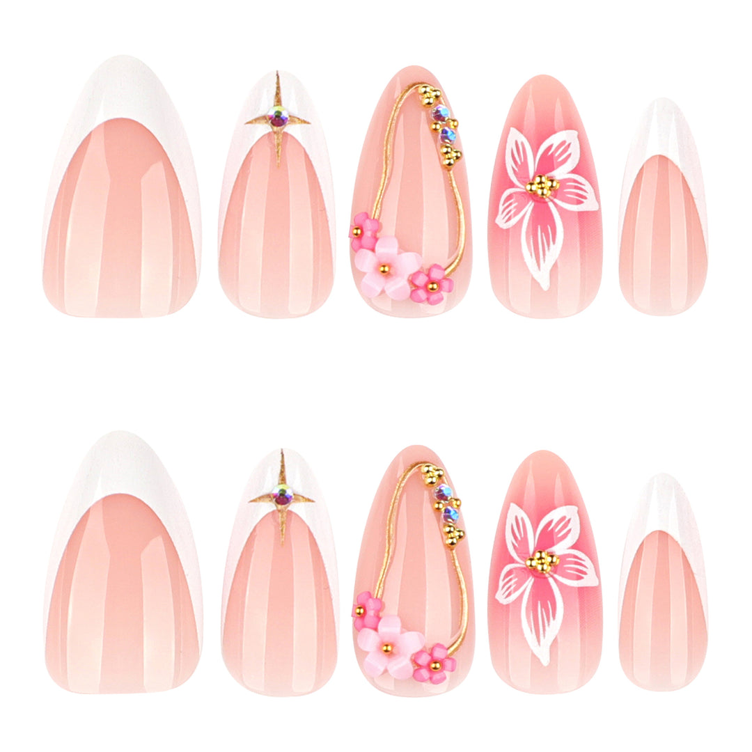 Artful Nail Extensions with Floral Accents Kalsten