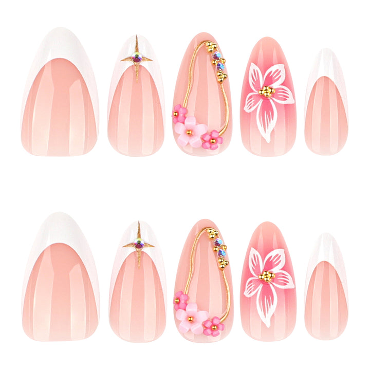 Artful Nail Extensions with Floral Accents Kalsten