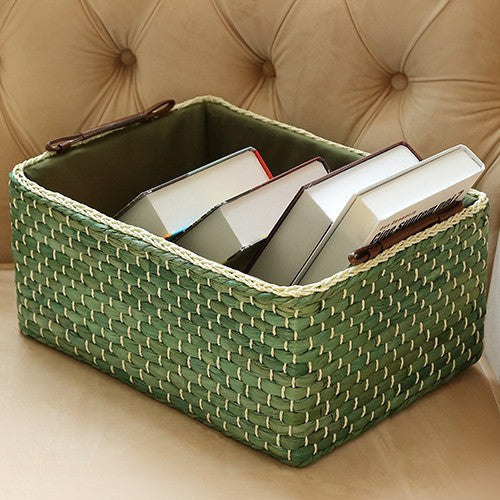 Handcrafted organizer basket with two handles Kalsten