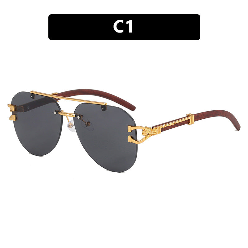 Ladies fashionable pilot sunglasses with luxurious metal accents and wood details Kalsten