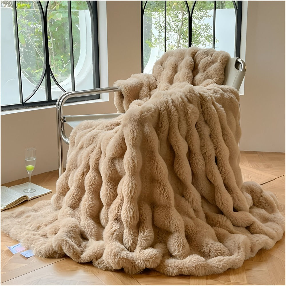 Fluffy Faux Fur Travel Blanket (Washable)