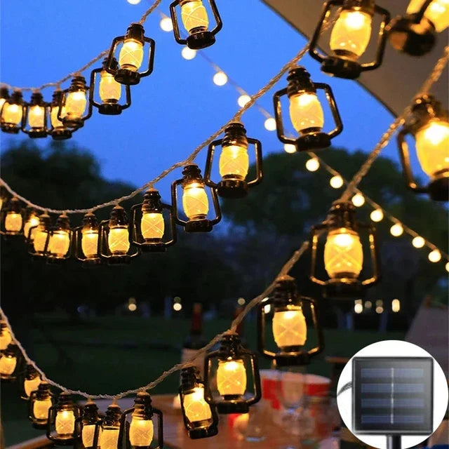 Solar-powered LED string lights with flame effect – Decorative outdoor lighting for garden and terrace | Kalsten