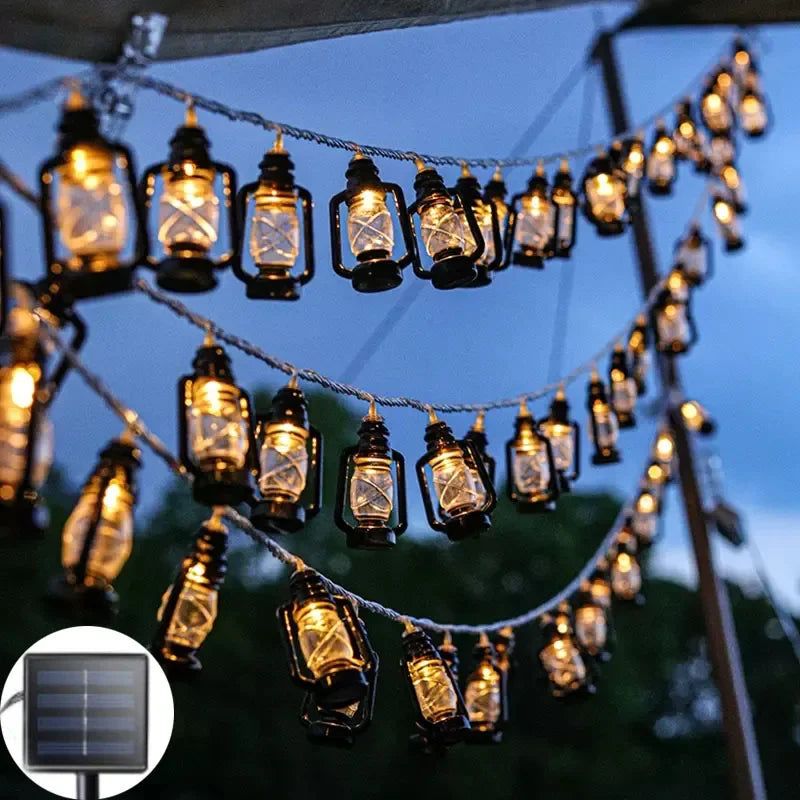 Solar-powered LED string lights with flame effect – Decorative outdoor lighting for garden and terrace | Kalsten