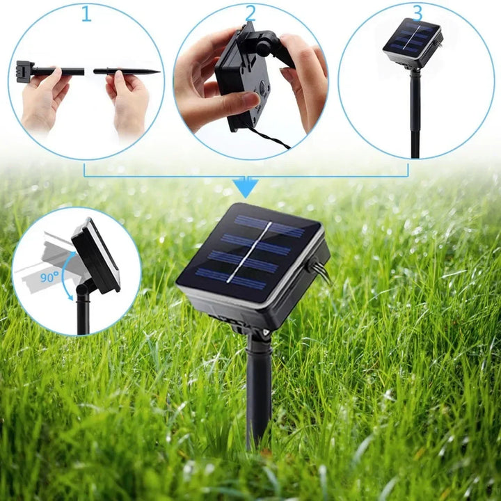 Solar-powered LED string lights with flame effect – Decorative outdoor lighting for garden and terrace | Kalsten