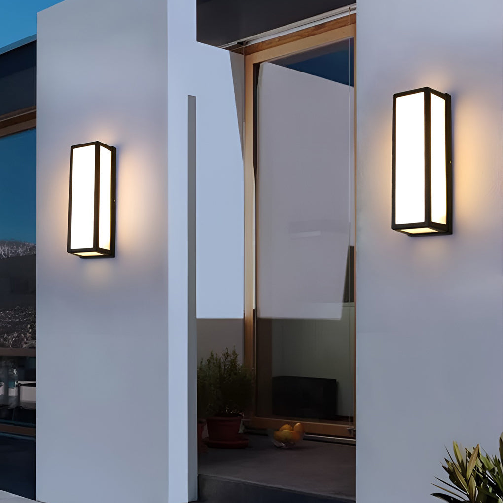 Rectangle LED Waterproof Motion Sensor Black Modern Wall Sconce Lighting | Kalsten