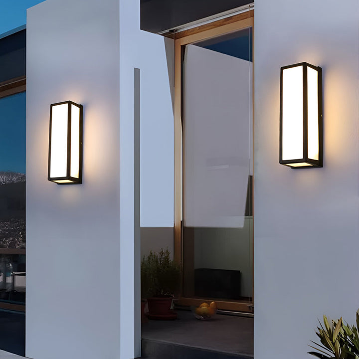 Rectangle LED Waterproof Motion Sensor Black Modern Wall Sconce Lighting | Kalsten