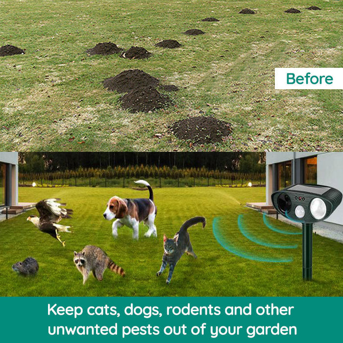 Noxord | Raccoon Outdoor Ultrasonic Repeller - Solar-powered Ultrasonic Animal and Pest Control - Get rid of raccoons within 48 hours