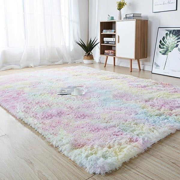 Plush Rainbow Colorful Fur Rug | Kalsten