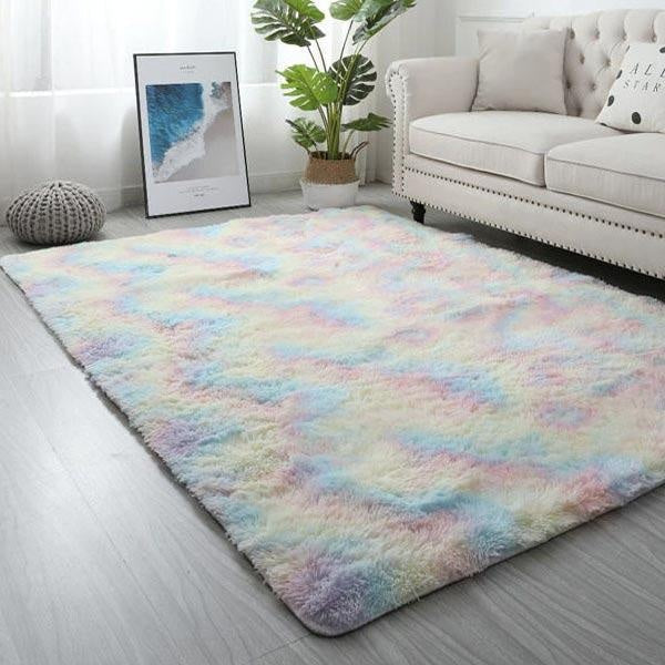 Plush Rainbow Colorful Fur Rug | Kalsten