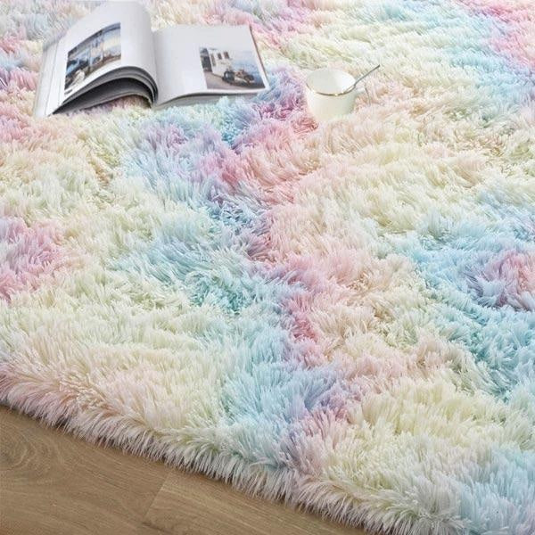 Plush Rainbow Colorful Fur Rug | Kalsten