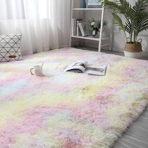 Plush Rainbow Colorful Fur Rug | Kalsten