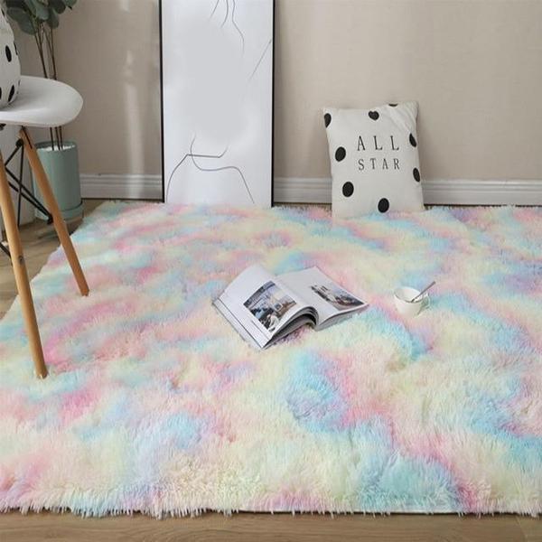 Plush Rainbow Colorful Fur Rug | Kalsten