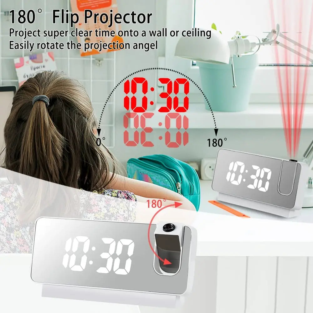 Kalsten | Projection alarm clock with mirror display and large LED screen