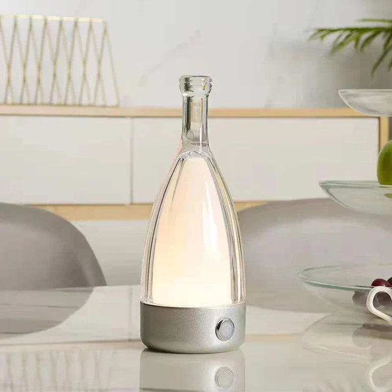 Stylish wine bottle table lamp - Rechargeable with dimmable light Kalsten
