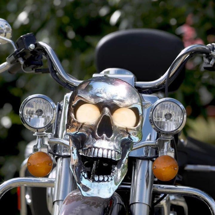 Kalsten | LED Motorcycle Skull Lamp with Unique Eye Glow and Chrome Finish