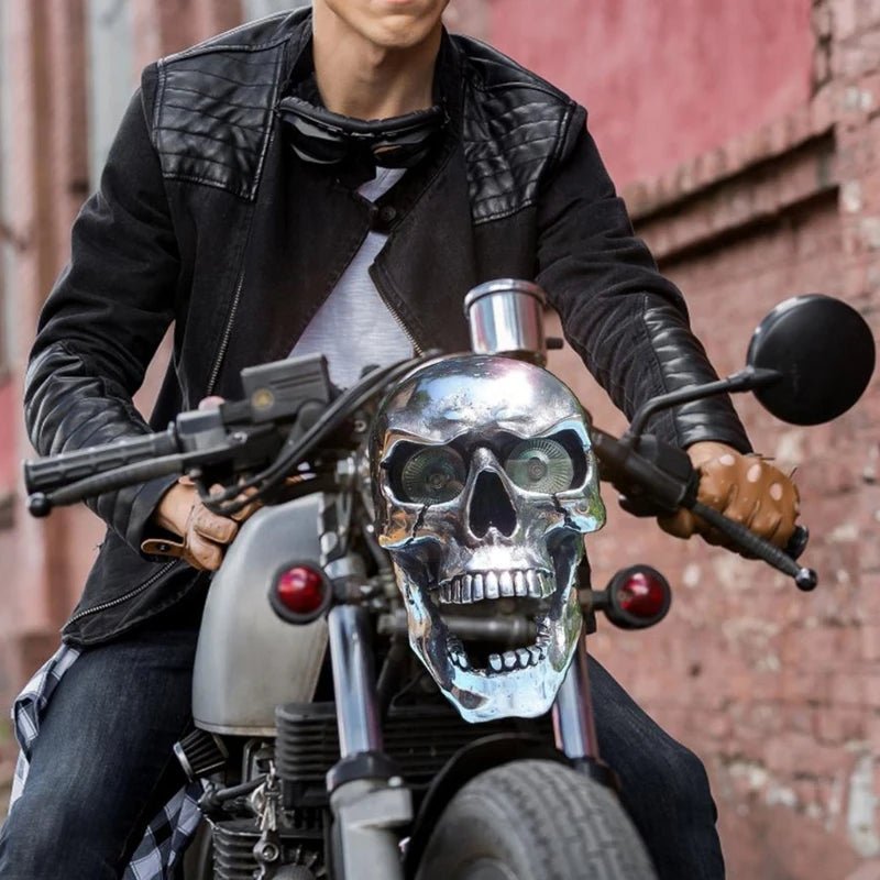 Kalsten | LED Motorcycle Skull Lamp with Unique Eye Glow and Chrome Finish