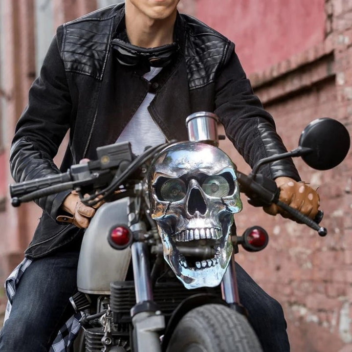 Kalsten | LED Motorcycle Skull Lamp with Unique Eye Glow and Chrome Finish