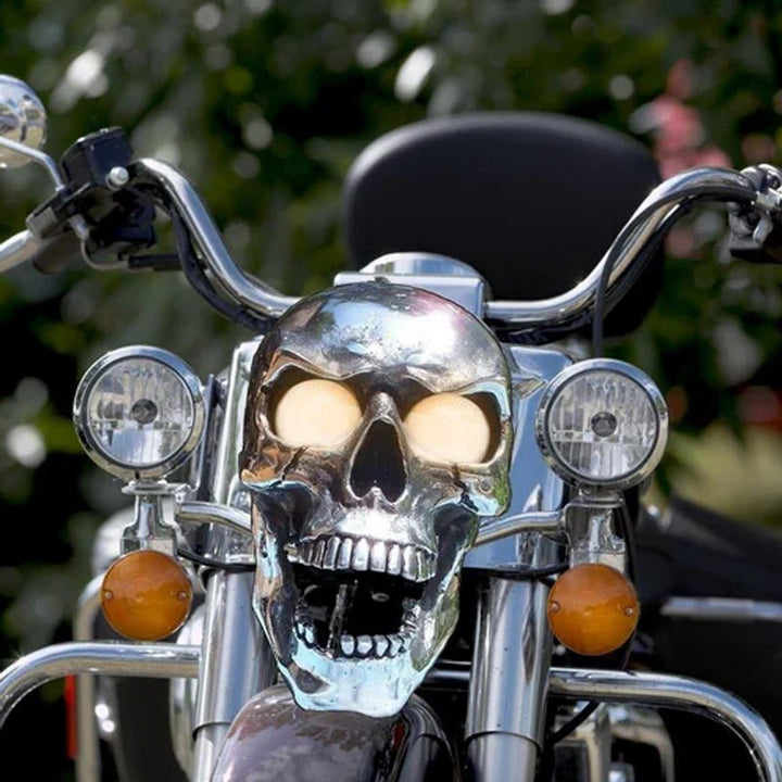 Kalsten | LED Motorcycle Skull Lamp with Unique Eye Glow and Chrome Finish