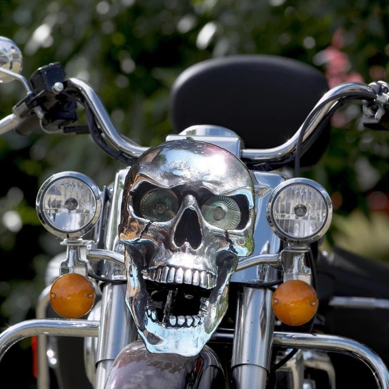 Kalsten | LED Motorcycle Skull Lamp with Unique Eye Glow and Chrome Finish