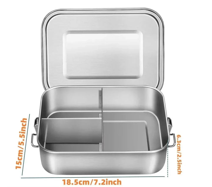 Kalsten | RVS Bento Lunchbox 800ml – Leak-proof, Compartments, Dishwasher Safe