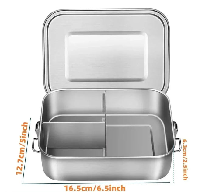 Kalsten | RVS Bento Lunchbox 800ml – Leak-proof, Compartments, Dishwasher Safe