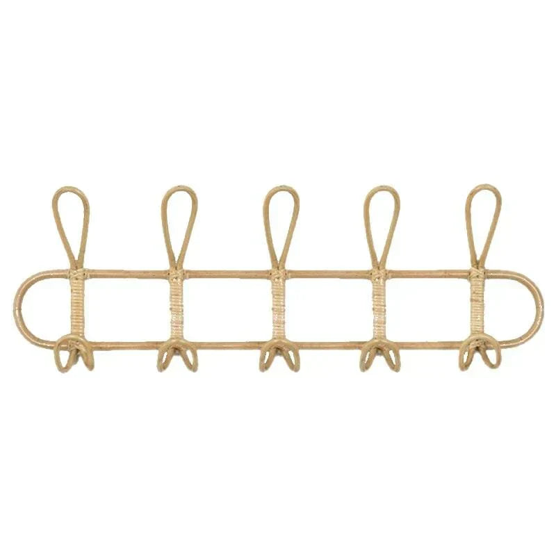 Rattan Wall Hanger with 5 Hooks for Coats, Bags and Towels | Kalsten