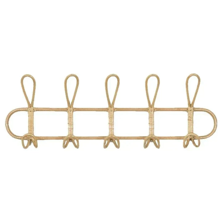 Rattan Wall Hanger with 5 Hooks for Coats, Bags and Towels | Kalsten