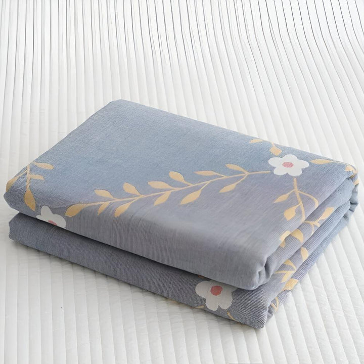 Reversible Botanical Vine Blanket, 100% Cotton, Lightweight
