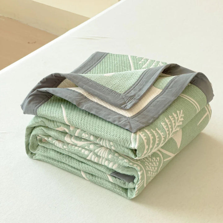 Reversible Cotton Gauze Blanket, Soft & Breathable, Floral Design
