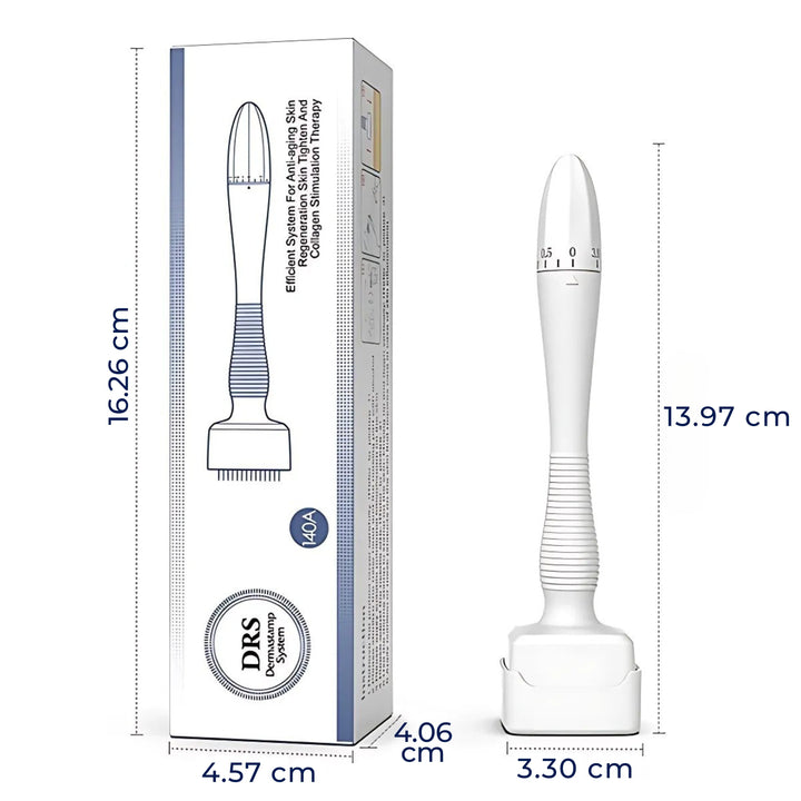 RevitaGlow | Microneedling Derma Stamp – Adjustable Depth – 140 Needles – Skin & Hair Rejuvenation Noxord
