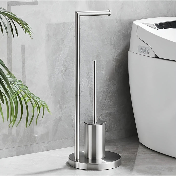 Functional Toilet Paper Holder with Integrated Brush – Space-Saving Design for Modern Bathrooms-3