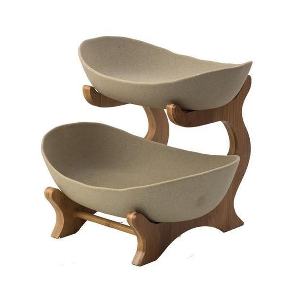 Rustic Tier Plate Wooden Stand With Plates (Various Designs & Colors) | Kalsten