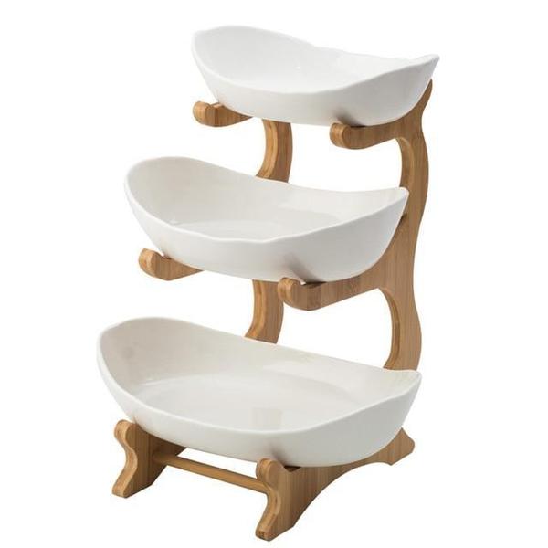 Rustic Tier Plate Wooden Stand With Plates (Various Designs & Colors) | Kalsten